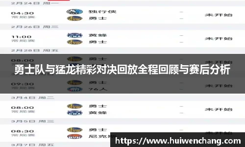 勇士队与猛龙精彩对决回放全程回顾与赛后分析